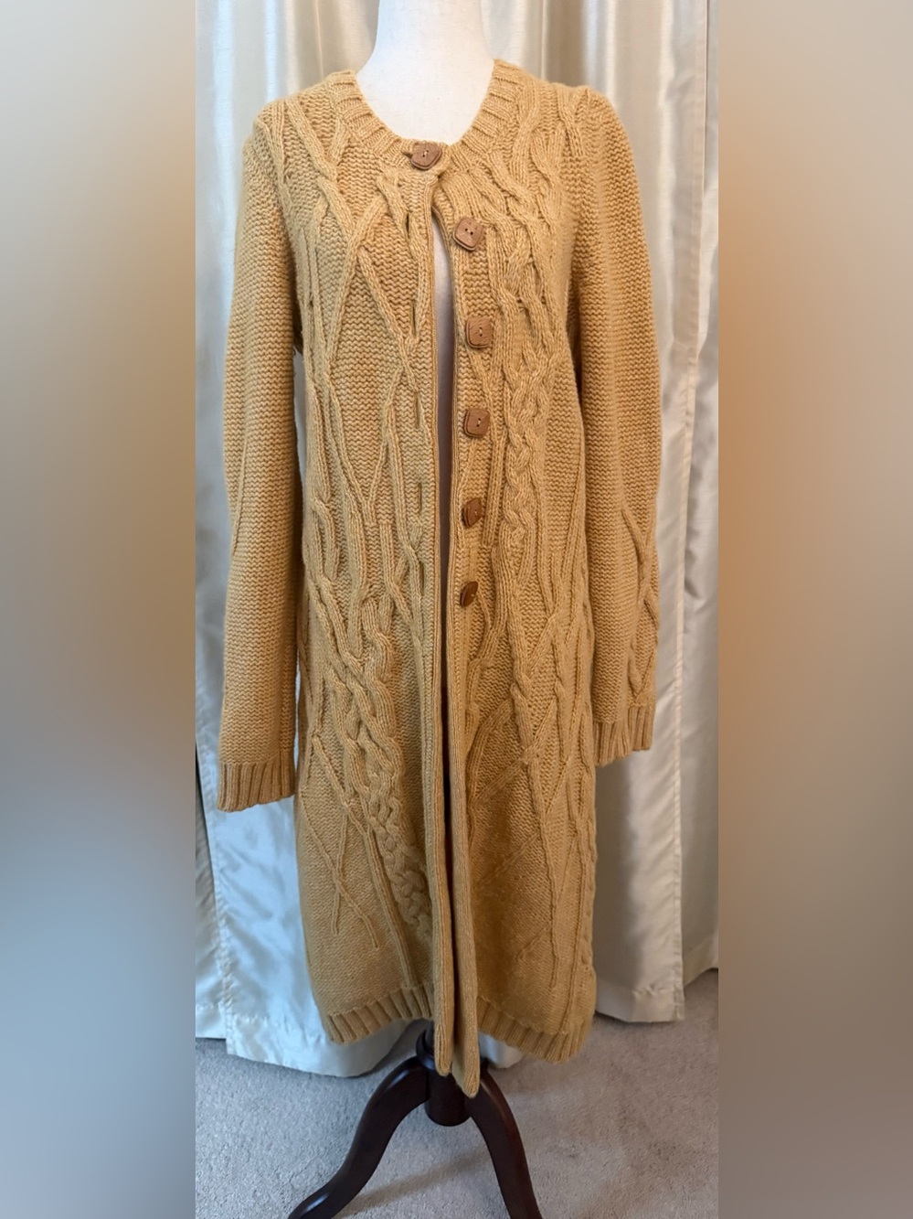 Anthropologie Far Away From Close Wool Duster Cardigan Yellow L EUC